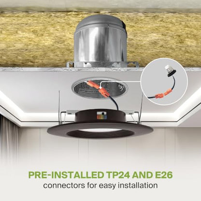 ASD 1 Pack Bronze Retrofit LED Recessed Lighting 6 Inch, 5CCT Wafer Lights - color: Bronze, size: 1 Pack