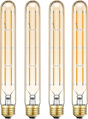 E26 Dimmable Led Tubular Bulb 8W Long Tube Edison Light Bulbs 2700K - color: 8.9 Inch-2700k Warm White-8w(amber Glass)