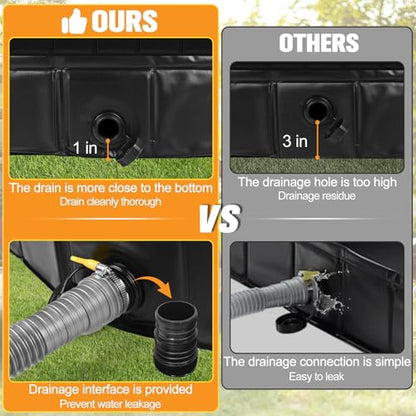 Upgraded Portable Shower Pan 41"x41"x5" - Heavy-Duty Non-Slip Base with Drain Hole & Mesh Storage Bag | Collapsible Camp Shower Tray for RV, Beach, Glamping | Leakproof Outdoor Bath Floor