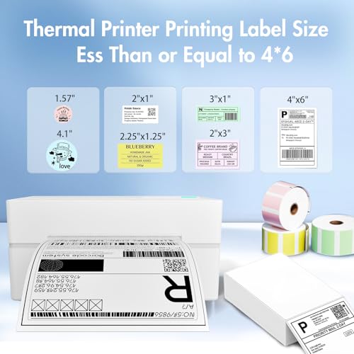 Thermal Shipping Label Printer 4x6 Bluetooth Label Maker for Small Business - color: White