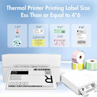 Thermal Shipping Label Printer 4x6 Bluetooth Label Maker for Small Business - color: White