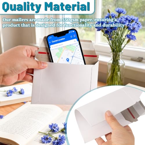 200 Pack Rigid Mailers 4.5x6.5 Inch Self Seal Document Mailers, 350GSM Protective Flat Cardboard Sturdy White Photography Envelopes for Trading Card, Photos, Document, Coins, Stamps - color: 4.5x6.5 Inch-200 Pack