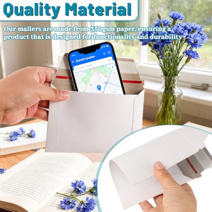 200 Pack Rigid Mailers 4.5x6.5 Inch Self Seal Document Mailers, 350GSM Protective Flat Cardboard Sturdy White Photography Envelopes for Trading Card, Photos, Document, Coins, Stamps - color: 4.5x6.5 Inch-200 Pack