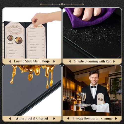 10pcs 6 View Restaurant Menu Covers 4.25 x 11" with PVC Cover - size: 10 pcs/4.25 x 11"/6 views