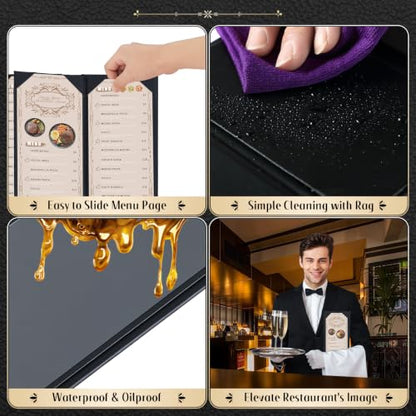 10pcs 6 View Restaurant Menu Covers 4.25 x 11" with PVC Cover - size: 10 pcs/4.25 x 11"/6 views
