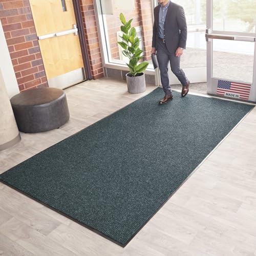 Consolidated Plastics Brush Dry Mat - Made in USA, Heavy-Duty Commercial DoorRug for Indoor/Outdoor Entryways, Non-Slip Backing for High-Traffic Areas (3' W x 10' L, Blue) - color: Blue, size: 3' x 10' (Rectangular)