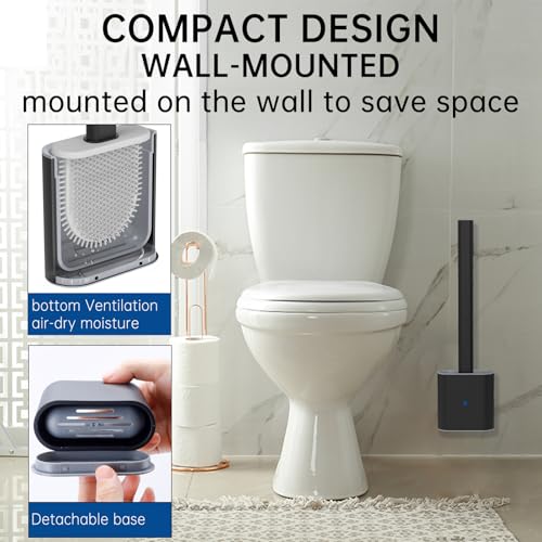 TEITEAI RV Toilet Bowl Brush - Silicone Bristles, Gentle on Toilets | Wall-Mounted for RVs, Trailers, Campers | Anti-Roll, Anti-Drip Design for Travel-Friendly Convenience