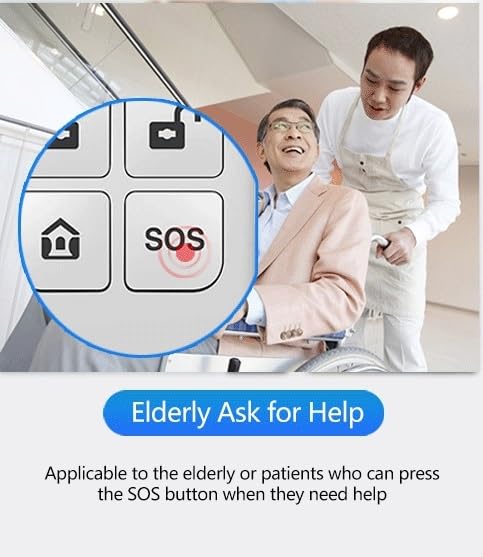 PGST Wireless Smart Remote Control Receiving Controller,with SOS Emergency Alarm Button,for Patients Disabled Elderly,Compatible with Alarm Security System Control Panel(PF50-1) - color: Gray & Blue