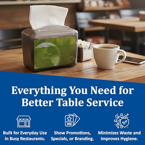 San Jamar Venue® Napkin Dispenser for Restaurant Tabletop, 200-250 Napkins, Mini Interfold, Black