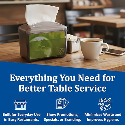 San Jamar Venue® Napkin Dispenser for Restaurant Tabletop, 200-250 Napkins, Mini Interfold, Black