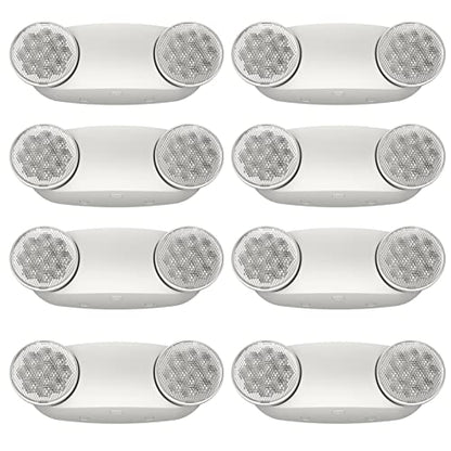 SPECTSUN 8 Pack LED Exit Emergency Light Combo with Battery Backup-US Standard Commercial Corded Emergency Exit Sign Lights for Home Power Failure,UL 924 Certified,White Emergency Lighting Exit Signs - size: 8 Pack