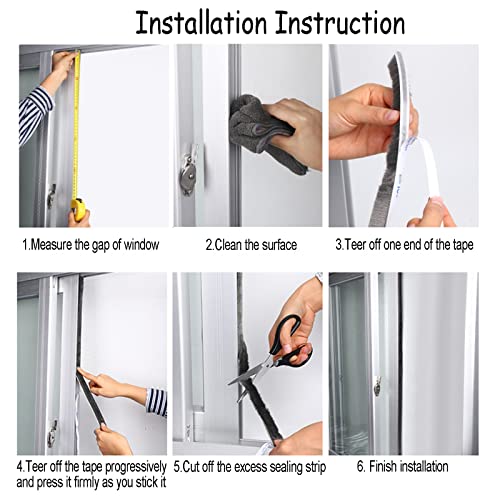 AcbbMNS Self-Adhesive Pile Weather Stripping 32.8ft L x 0.35'' W x 0.2'' H Grey Brush Weather Seal Strip for Door Window Weatherproof Dustproof Soundproof