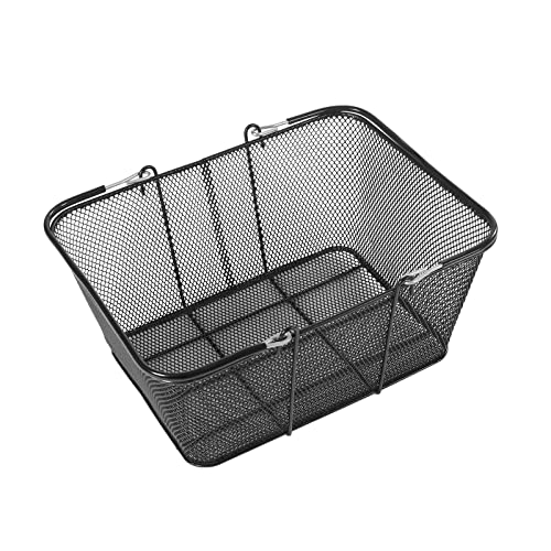 Retail Shopping Baskets, 12PCS Shopping Baskets with Handles and Stand, Metal Shopping Basket, Portable Wire Shopping Basket, Black Wire Mesh Shopping Basket Set for Stores Shopping, Grocery