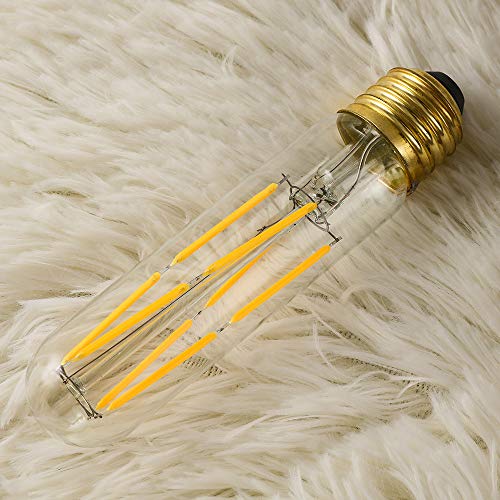 T10 Led Bulb, 8W Dimmable Led Tubular Bulbs, 75-100 Watt Equivalent,850lm, Clear Glass, E26 Base Lamp Bulb, for Cabinet Display Cabinet etc. (2700K Warm White, 6-Pack) - color: 8w=80w-2700k-6p