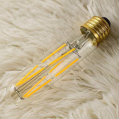 T10 Led Bulb, 8W Dimmable Led Tubular Bulbs, 75-100 Watt Equivalent,850lm, Clear Glass, E26 Base Lamp Bulb, for Cabinet Display Cabinet etc. (2700K Warm White, 6-Pack) - color: 8w=80w-2700k-6p