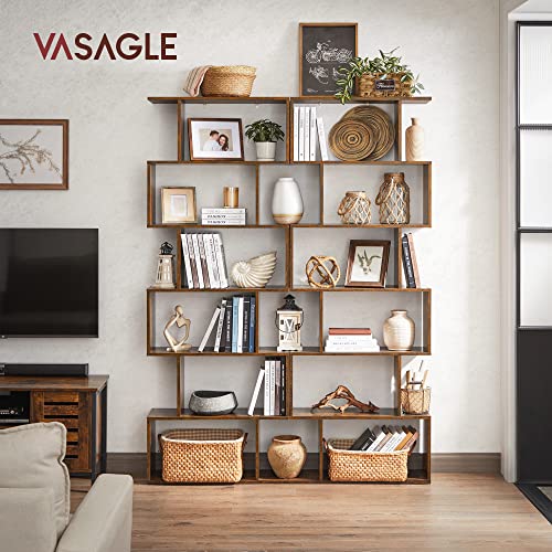 VASAGLE 6-Tier Bookcase, Open Storage, 9.5 x 27.6 x 75 Inches - color: Rustic Brown, style: 6-Tier (27.6"W)