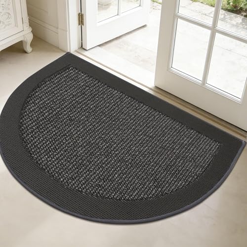 Dirt Trapper Door Mats 32" x 48", Non-Slip & Washable, Dark Grey - color: Dark Grey, size: 32" X 48" (Semicircular)