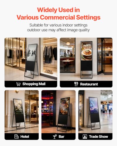 VEVOR 32 in Indoor Digital Signage Floor Standing Advertising Display Kiosk, with WiFi HDMI/USB Input Android OS, 178° Wide View, LCD Screen Interactive Monitor, Commercial Totem Vertical Poster - size: 32"-Non Touchscreen