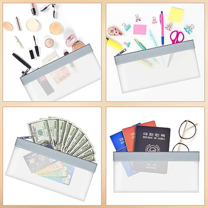 4 Pack Clear Money Envelopes for Cash Money Bag Pouch 7.6x3.7 inch - color: blue