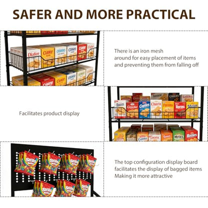 4 Tier Retail Display Rack, Snack Candy Display Shelves 55*23.8*10.5