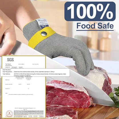 Dowellife Comfortable ANSI A9 Cut Resistant Glove Food Grade, Mesh Metal Kithcen Glove for Chef Oyster Shucking Mandoline Knife Butcher Meat Cutting - size: Medium (Pack of 2)