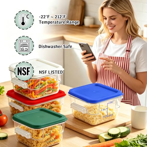 4 Pack 2QT Commercial Clear Food Storage Containers with Lid, NSF - color: Green, size: 2Qt-4 Pack