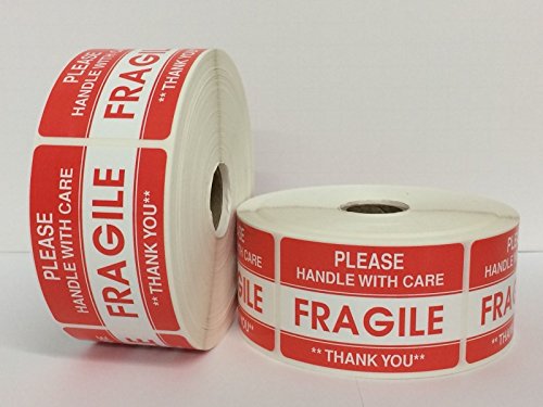 2" x 3" Fragile Handle with Care - Thank You Shipping Labels Stickers Glossy Surface Self Adhesive Labels 1000 Per Roll (5000 Labels/5 Rolls) - size: 5000 Labels/5 Rolls