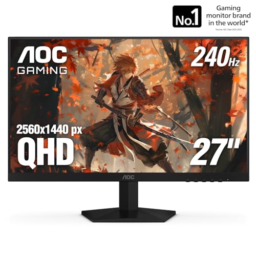 AOC 27" Gaming Monitor QHD 260Hz Overclocked IPS NVIDIA G-SYNC Q27G41ZE - size: 27" 240Hz IPS