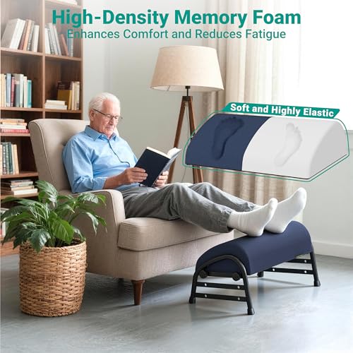 YEASHEIN Adjustable Foot Rest for Under Desk at Work, Ergonomic Foot Stools - color: Blue