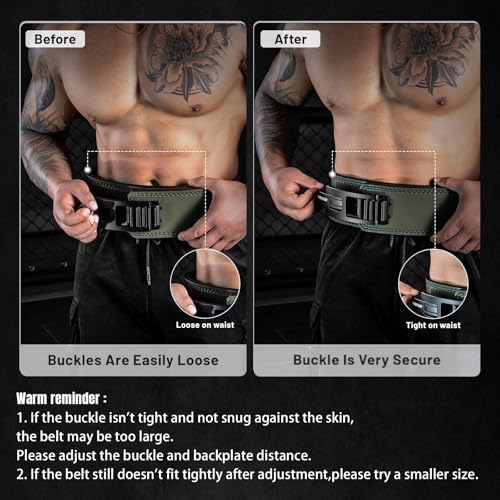 MANUEKLEAR 4-Inche Lever Belt Weightlifting with Heavy Duty Buckle - color: Olive Green, size: XL (39-45inches)