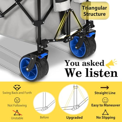 Sekey 300L Extended Collapsible Wagon, 660 lb Capacity, 48 in Long - color: Light Gray