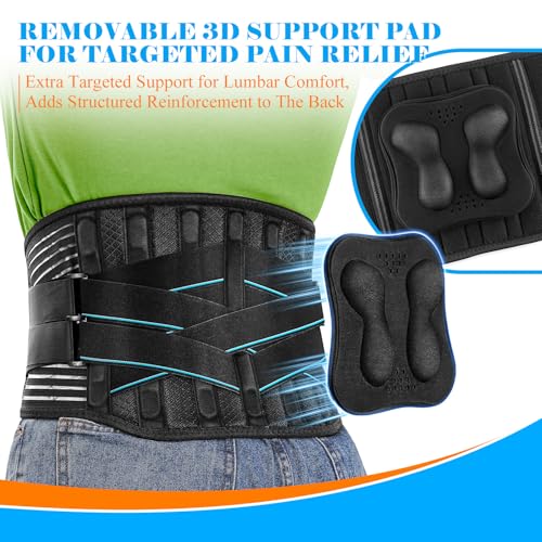 Back Brace for Lower Back Pain Men Women with 9X Strong Support, Idea for Long Time Standing & Sitting Work, Durable Back Support Belt with 3D Lumbar Pad for Sciatica, Herniated Disc, M - style: Medium (33"-39")