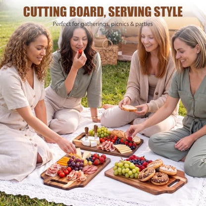 Roshtia 6 Pcs Wooden Cutting Boards 14x10'' Acacia Chopping Board, Retro - style: Retro