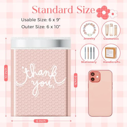 METRONIC Bubble Mailers 6x10 Inch 600 Pack Thank You Pink Padded Mailers - color: Thank you, size: 6x10" 600PC