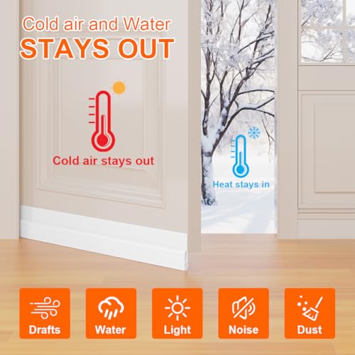 Door Draft Stopper for Bottom of Door, Adjustable Weather Stripping Door Seal for Cold Insulation, Under Door Sweep for Exterior & Interior Doors, Door Bottom Seal Blocker Noise (78inch,White) - color: White, size: 78inch