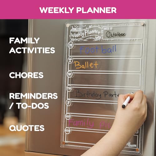 CHALKY CROWN Acrylic Magnetic Planner & Menu Board Set - Clear - 2 Pack - style: Acrylic Menu Board + Weekly Planner