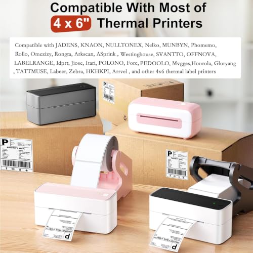 Phomemo Thermal Labels 4x6 for Shipping Packages, Direct Printer Label Paper 4x6 Shipping Labels Compatible with Rollo Zebra Btother MUNBYN Phomemo Nelko Omezizy, 500 pcs Shipping Seals Sticker - color: Pure White, size: 4x6*500