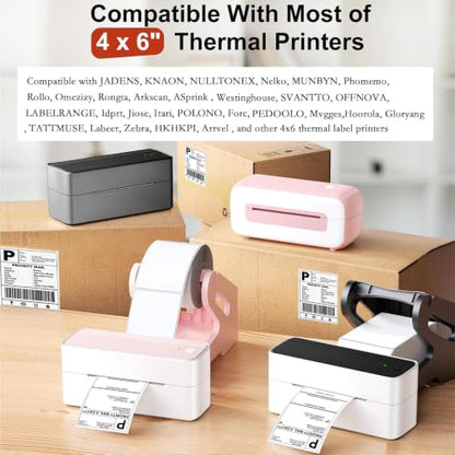 Phomemo Thermal Labels 4x6 for Shipping Packages, Direct Printer Label Paper 4x6 Shipping Labels Compatible with Rollo Zebra Btother MUNBYN Phomemo Nelko Omezizy, 500 pcs Shipping Seals Sticker - color: Pure White, size: 4x6*500