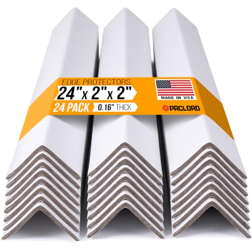 24" x 2" x 2" Reinforced Cardboard Edge Protectors, White (Pack of 24) – 0.16" Thick Heavy-Duty Cardboard Corner Protectors for Shipping – American Quality V-Board Pallet Edge Protectors - color: Thickness: 0.16", size: Pack of 24