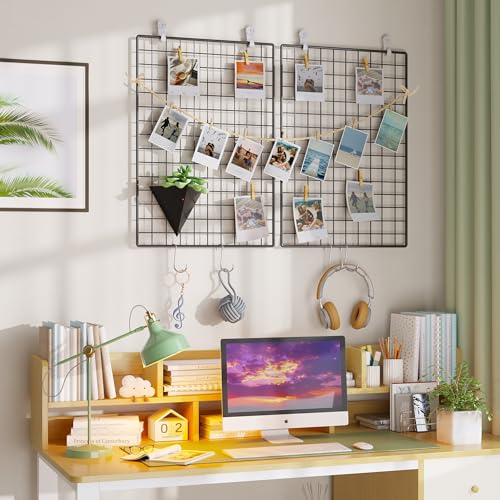 C&AHOME Photo Wall Display Set of 2, Wall Grid Panel, 17.7" x 25.6", Black - color: Black, size: 17.7 x 25.6 (45x65cm)