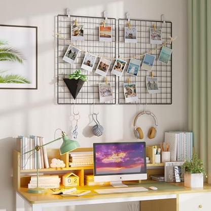 C&AHOME Photo Wall Display Set of 2, Wall Grid Panel, 17.7" x 25.6", Black - color: Black, size: 17.7 x 25.6 (45x65cm)