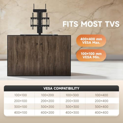 CO-Z Motorized TV Lift for 32" to 57" TVs up to 165 lb, 400x400 VESA, Height Adjustable Mechanism Stand & Wall Mount with Remote Control and Memory Setting, Automatic TV Lift for Home - style: Upgraded 32" to 57"