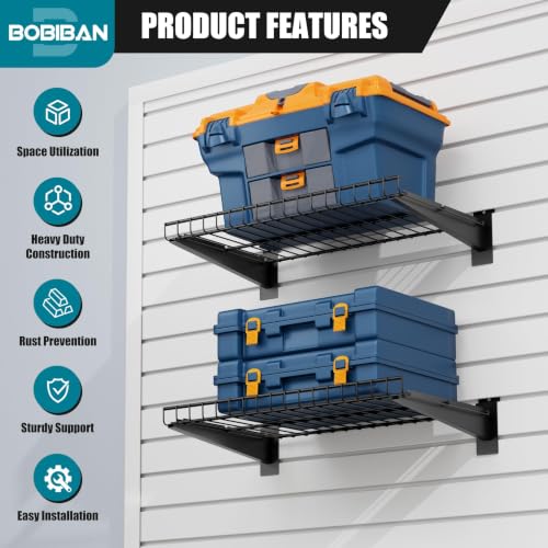 4 Pack Metal Slatwall Shelves 16X8.3 Inch, Black - color: Black, size: S4PC