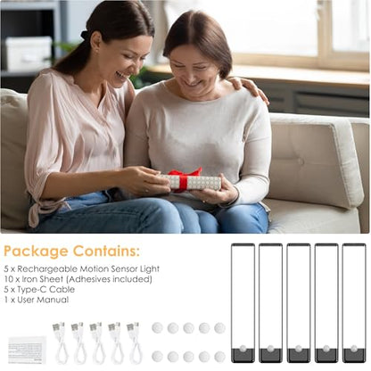 5-Pack Motion Sensor Under Cabinet Light, 3CCT, 7.9 inch, Black - color: Black, size: 7.9 inch
