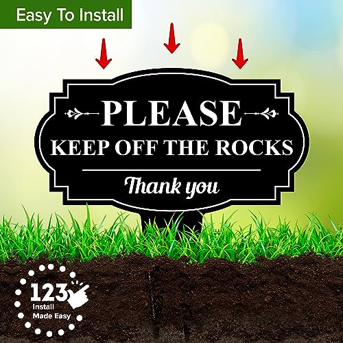 Please Keep Off The Rocks Sign, 17"x17", Heavy Duty Integrated Ground Stakes, Indoor/Outdoor Use, Rust Free Aluminum Composite, Made in USA by My Sign center - size: 17"x17"