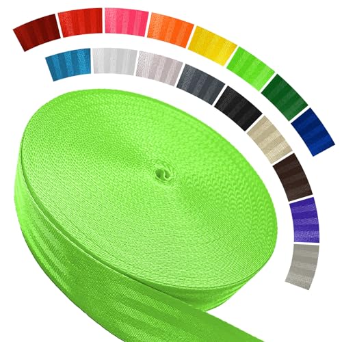 Polyester Webbing Strap 16+Colors – 1"&1.5"&1.9" – 16.5 25 33 55 Yards Heavy Duty Webbing Roll, Flat Webbing Strap for Indoor&Outdoor Gear, DIY Crafting, Repairing - color: Bright green, size: 1.5"-55 yards