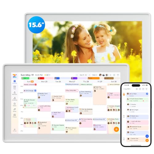 Kinstone 15.6" Digital Calendar, No Subscription Smart Calendar - White