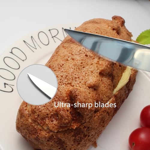 Enhanced Grip Steak Knives Set of 6 - Professional Textured Handle Design for Superior Control, Dishwasher Safe,18/0 Stainless Steak