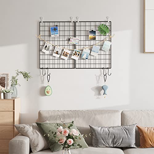 C&AHOME Photo Wall Display Set of 2, Wall Grid Panel, 17.7" x 25.6", Black - color: Black, size: 15.7 x 11.8 (40x30cm)