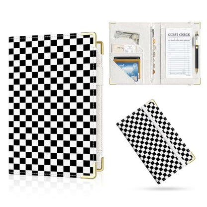 Server Book,7 Pocket Zipper Organizer,Server Books for Waitress - color: Checkered